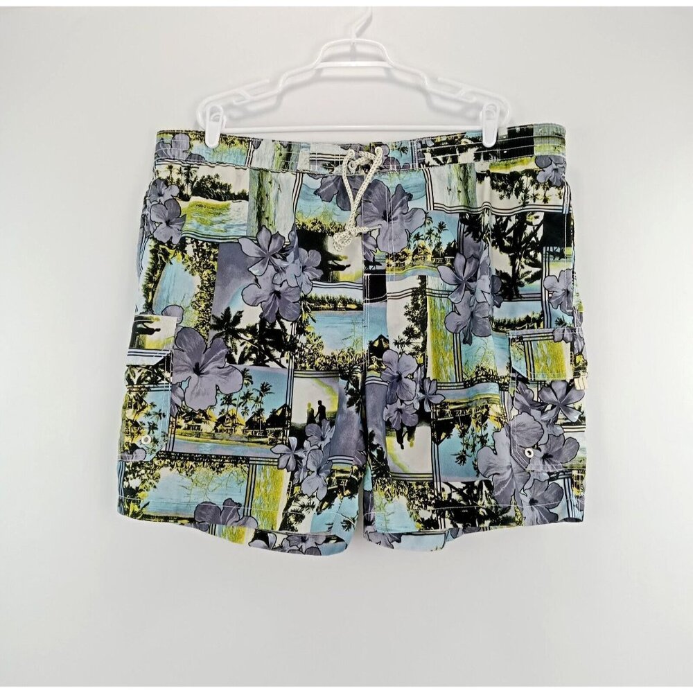 Caribbean Joe Mens Swim Trunks Surf Beach Multicolor XXL MESH Lined‎ Inseam 7"